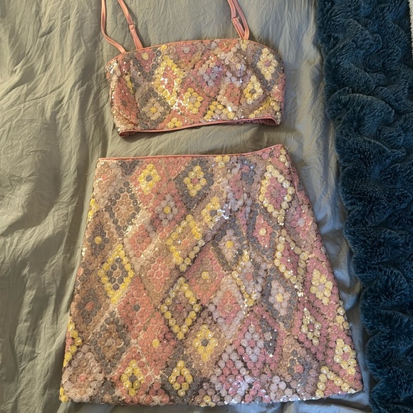 Caroline Constas Sequin Crop Top & Skirt Set - Picture 2 of 3